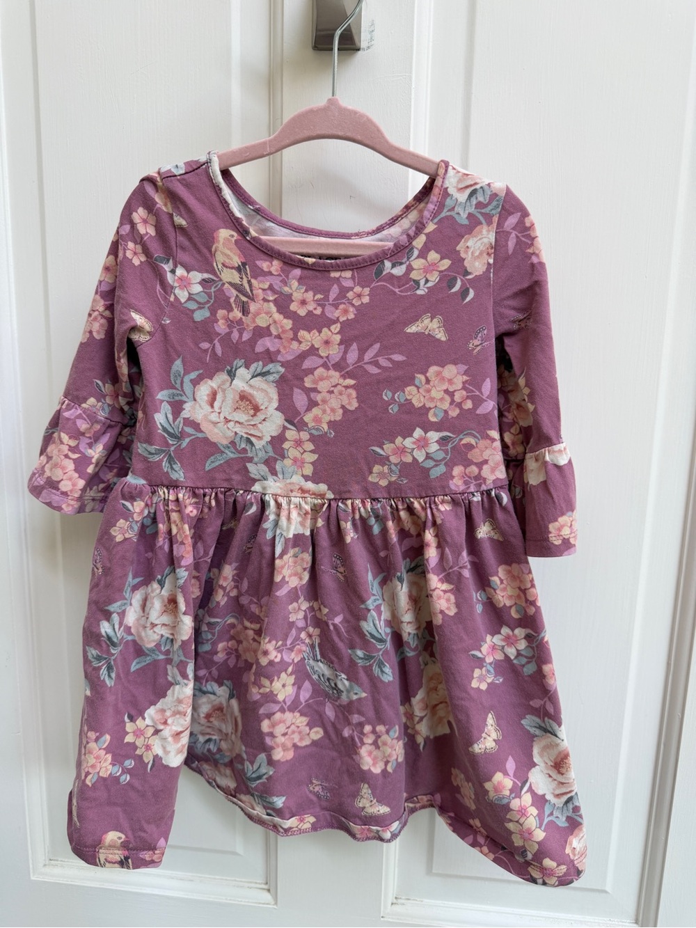 The Children's Place 4T Girls Mauve Purple Floral Long-Sleeve Top Blouse Shirt